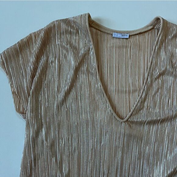 Zara Metallic Ribbed Top Small - Picture 3 of 7